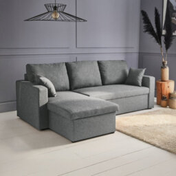 Sweeek. 3-Seater Reversible Corner Sofa Bed With Storage Convertible Smile Light Grey 213.5X136.5X83 Cm