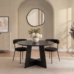 Ohs Angular Round Dining Table Engineered Wood Modern Contemporary - Black - thumbnail 2