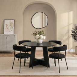 Ohs Angular Round Dining Table Engineered Wood Modern Contemporary - Black - thumbnail 1