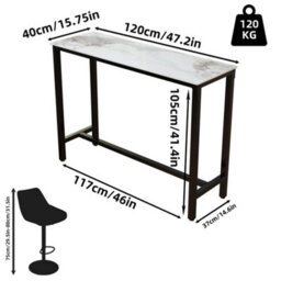 Bar Table Tall 105Cm Tall Cocktail Pub Table For Dining Coffee Apartment Balcony - thumbnail 2