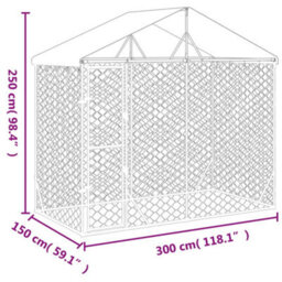 Vidaxl Outdoor Dog Kennel With Roof Silver 3X1.5X2.5 M Galvanised Steel - thumbnail 5