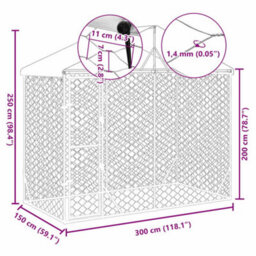 Vidaxl Outdoor Dog Kennel With Roof Silver 3X1.5X2.5 M Galvanised Steel - thumbnail 6