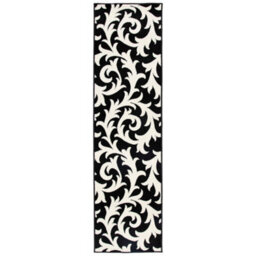 Bravich Hard Wearing Hessian Backed Stair Runner Kitchen Mat - Texas Black & White Filigree - 60X120Cm (2'x4') - thumbnail 3