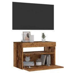 Walplus Tv Cabinet With Led Lights Old Wood 60X35X40 Cm Engineered Wood - thumbnail 1