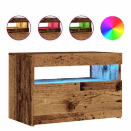 Walplus Tv Cabinet With Led Lights Old Wood 60X35X40 Cm Engineered Wood - thumbnail 2