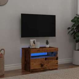 Walplus Tv Cabinet With Led Lights Old Wood 60X35X40 Cm Engineered Wood - thumbnail 5