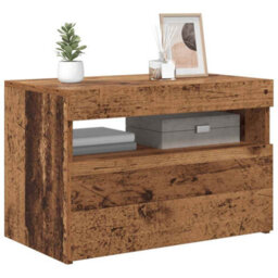 Walplus Tv Cabinet With Led Lights Old Wood 60X35X40 Cm Engineered Wood - thumbnail 6
