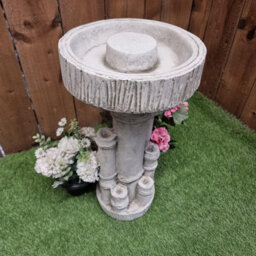 Bamboo Design Stone Cast Birdbath - thumbnail 4
