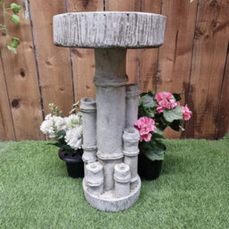 Bamboo Design Stone Cast Birdbath - thumbnail 2