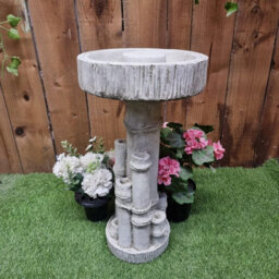 Bamboo Design Stone Cast Birdbath - thumbnail 5