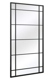 Mirroroutlet The Tabula Black Metal Framed Window Wall Or Leaner Mirror 160Cm X 80Cm - thumbnail 3