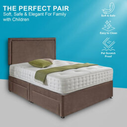 Dining Tables Seoul Matching Headboard Divan Set, 2 Drawer On Same Side With Sprung 1500 Comfort Mattress - Plush Taupe - King - thumbnail 2
