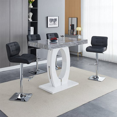 Furniture In Fashion Halo Melange High Gloss Bar Table With 4 Candid Black Stools - image 1