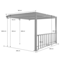 Sweeek - Lean To Pergola With Louvered Roof Aluminium 3 X 3M Palace + Counter 3M Anthracite - thumbnail 5