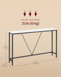 Vasagle Console Table For Hallway, Slim Sofa Table For Living Room, Hallway Table, Easy Assembly, Marble White And Ink Black - thumbnail 6