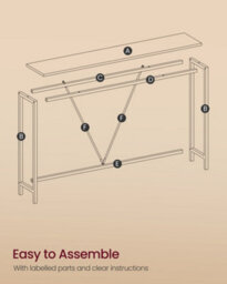 Vasagle Console Table For Hallway, Slim Sofa Table For Living Room, Hallway Table, Easy Assembly, Marble White And Ink Black - thumbnail 7