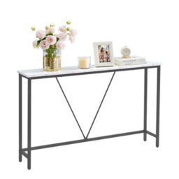 Vasagle Console Table For Hallway, Slim Sofa Table For Living Room, Hallway Table, Easy Assembly, Marble White And Ink Black - thumbnail 2