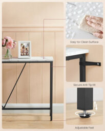 Vasagle Console Table For Hallway, Slim Sofa Table For Living Room, Hallway Table, Easy Assembly, Marble White And Ink Black - thumbnail 5