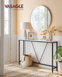 Vasagle Console Table For Hallway, Slim Sofa Table For Living Room, Hallway Table, Easy Assembly, Marble White And Ink Black