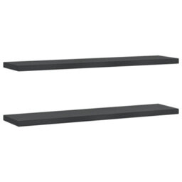 Berkfield Wall Shelves 2 Pcs 100X23.5X3 Cm Black Stainless Steel - thumbnail 2