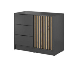 Arte Nelly Contemporary Graphite Sideboard 3 Drawers 1 Door 1 Shelf Lamela Decor (H)860mm (W)1050mm (D)450mm - thumbnail 2
