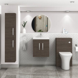 Royal Bathrooms Turin Grey Elm 500mm Wall Hung Vanity Unit 2 Door With Mid-Edge Basin Sink - thumbnail 4