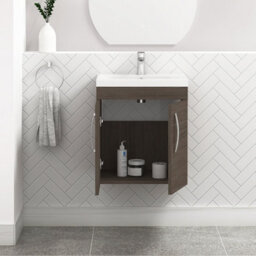 Royal Bathrooms Turin Grey Elm 500mm Wall Hung Vanity Unit 2 Door With Mid-Edge Basin Sink - thumbnail 5