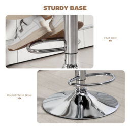 Homcom Adjustable Height Barstool Steel Pole Pu Leather, Coffee - thumbnail 6