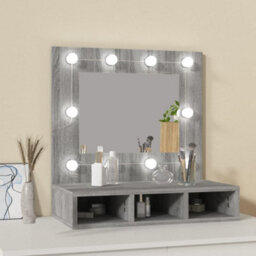 Berkfield Mirror Cabinet With Led Grey Sonoma 60X31.5X62 Cm - thumbnail 3