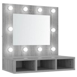 Berkfield Mirror Cabinet With Led Grey Sonoma 60X31.5X62 Cm - thumbnail 2