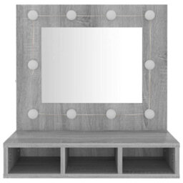 Berkfield Mirror Cabinet With Led Grey Sonoma 60X31.5X62 Cm - thumbnail 5