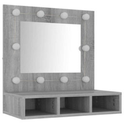 Berkfield Mirror Cabinet With Led Grey Sonoma 60X31.5X62 Cm - thumbnail 4