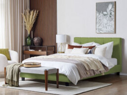 Beliani Bed Fabric La Rochelle 180 X 200 Cm (Eu Super King) Green - thumbnail 2