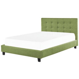 Beliani Bed Fabric La Rochelle 180 X 200 Cm (Eu Super King) Green - thumbnail 1