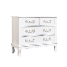 Melody Maison Antique White 4 Drawer Chest Of Drawers - Pays Blanc Range - thumbnail 8