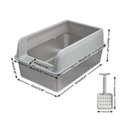 Bingopaw 60X40X27.7Cm Stainless Steel Litter Box With High Sided Lid Large For Big Cats With Scoop - thumbnail 2