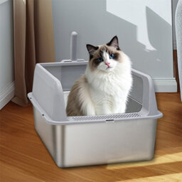 Bingopaw 60X40X27.7Cm Stainless Steel Litter Box With High Sided Lid Large For Big Cats With Scoop - thumbnail 5