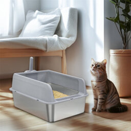 Bingopaw 60X40X27.7Cm Stainless Steel Litter Box With High Sided Lid Large For Big Cats With Scoop - thumbnail 8