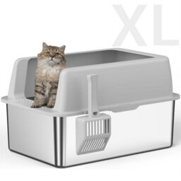 Bingopaw 60X40X27.7Cm Stainless Steel Litter Box With High Sided Lid Large For Big Cats With Scoop - thumbnail 9