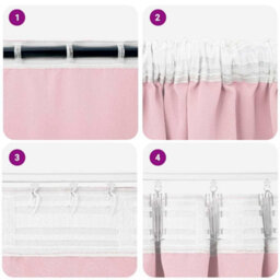 Berkfield Curtains With Curtains 2 Pcs Baby Pink 260 X 140 Cm Polyester - thumbnail 6