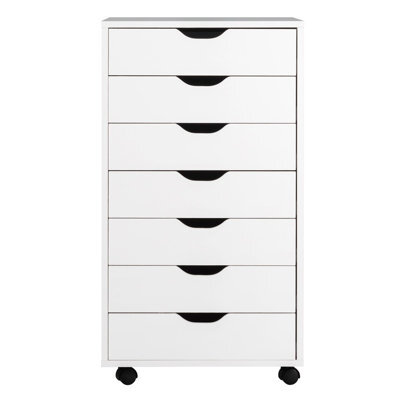 Gainoom 7-Drawer White Storage Cabinet Mobile File Organizer Wooden Vertical Filing Dresser Chest On Lockable Wheels - image 1