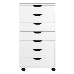 Gainoom 7-Drawer White Storage Cabinet Mobile File Organizer Wooden Vertical Filing Dresser Chest On Lockable Wheels - thumbnail 1