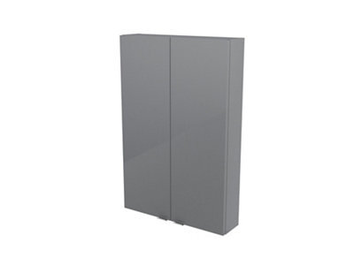 GoodHome Imandra Compact Gloss Grey Bathroom Double Wall Cabinet (H)90Cm (W)60Cm - image 1