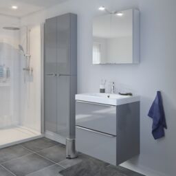 GoodHome Imandra Compact Gloss Grey Bathroom Double Wall Cabinet (H)90Cm (W)60Cm - thumbnail 4