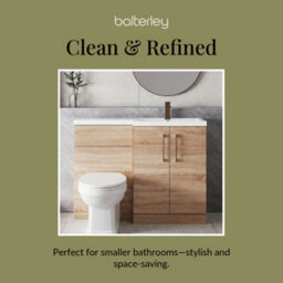 Balterley Right-Hand Bathroom Vanity And Wc Unit Combination With Basin - 1100mm - Woodgrain Light Oak With Brushed Bronze Handles - thumbnail 7