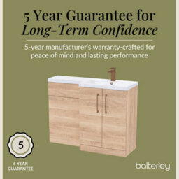 Balterley Right-Hand Bathroom Vanity And Wc Unit Combination With Basin - 1100mm - Woodgrain Light Oak With Brushed Bronze Handles - thumbnail 6