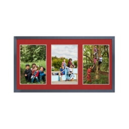 AK Frames 40X20Cm Dark Grey Sleek Multi Photo Frame With Crimson Mount - Holds 3 Apertures (3X) 6X4 Photos - thumbnail 1