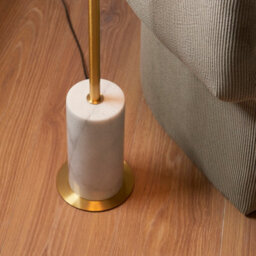 Luminosa Lighting Luminosa Pillaro Table Lamp Brushed Aged Brass Plate & White Marble 10W Led E27 - thumbnail 3