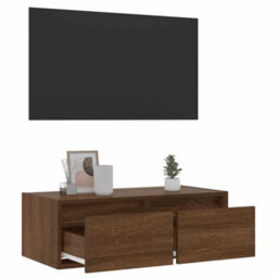 Berkfield Durable Tv Cabinet With Led Lights Brown Oak 75X35.5X25 Cm - thumbnail 5