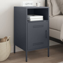 Berkfield Bedside Cabinet Anthracite 36X39X68 Cm Steel - thumbnail 1